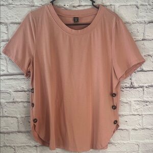 SHEIN Mauve Button-Side Short Sleeve Tee